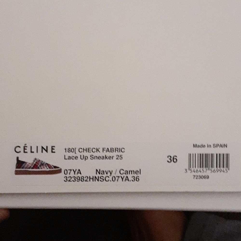 Celine Navy/ Camel Plaid Canvas Sneaker - Picture 2 of 5